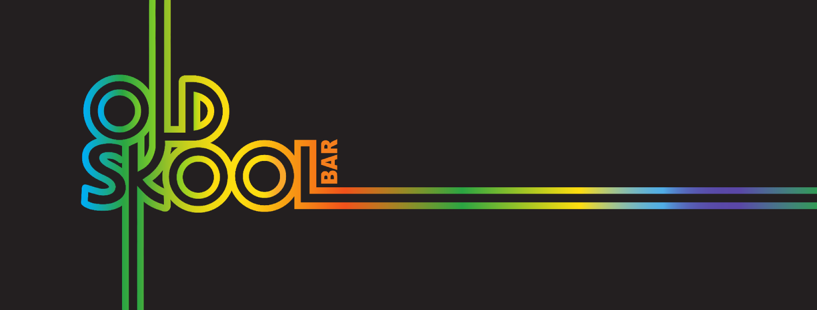 Neon colored text that says Old Skool Bar